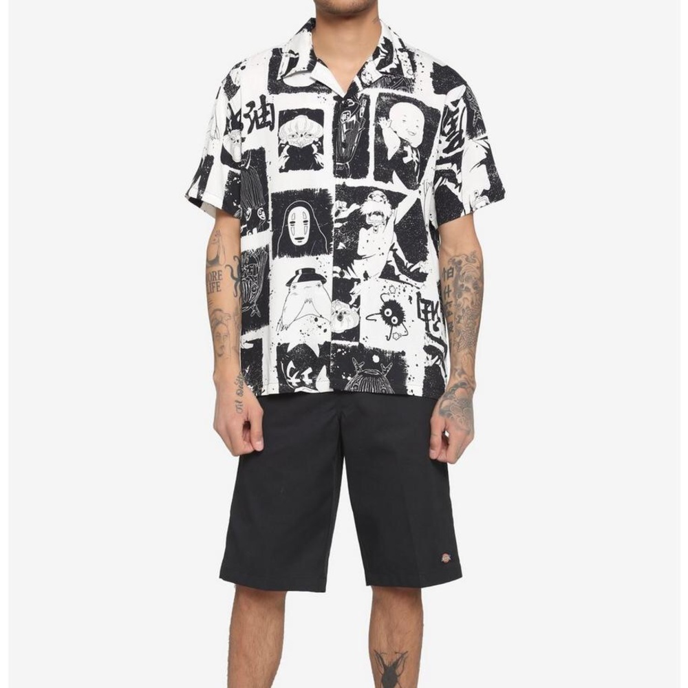 Studio Ghibli Spirited Away Stencil Woven Button-Up